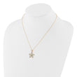 Sterling Silver Gold-tone White Rhod D/C Flower w/2in ext. Necklace