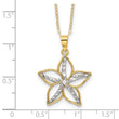 Sterling Silver Gold-tone White Rhod D/C Flower w/2in ext. Necklace