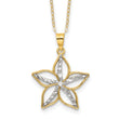 Sterling Silver Gold-tone White Rhod D/C Flower w/2in ext. Necklace