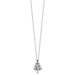 Sterling Silver RH-plated Multi Color CZ Christmas Tree w/2in ext Necklace