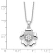 Sterling Silver Rhodium-plated CZ Flower 16in w/2in ext. Necklace
