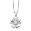 Sterling Silver Rhodium-plated CZ Flower 16in w/2in ext. Necklace