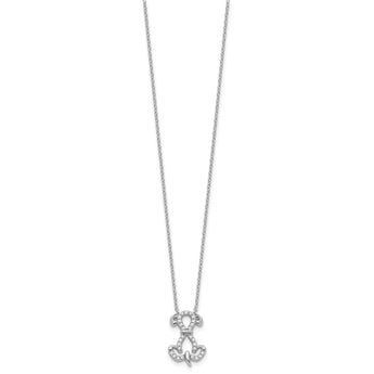 Sterling Silver Rhodium-plated  CZ Dog w/2IN Ext Necklace