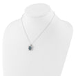 Sterling Silver Rh-plated and Black Rhodium CZ Turtle w/2in ext Necklace