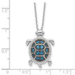 Sterling Silver Rh-plated and Black Rhodium CZ Turtle w/2in ext Necklace