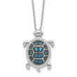 Sterling Silver Rh-plated and Black Rhodium CZ Turtle w/2in ext Necklace