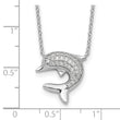 Sterling Silver Rhodium-plated Polished CZ Dolphin 18 inch with 2 inch extention Necklace