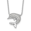Sterling Silver Rhodium-plated Polished CZ Dolphin 18 inch with 2 inch extention Necklace