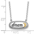 Sterling Silver w/14k Accent Rh-plated Enamel DREAM w/2 in ext Necklace
