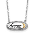 Sterling Silver w/14k Accent Rh-plated Enamel DREAM w/2 in ext Necklace