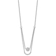 Sterling Silver Rhod-plated Two Strand CZ Circle 16in 1.5in ext Necklace