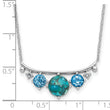 Sterling Silver  RH-pl Multi Color CZ Reconstituted Turq. w/2in ext Necklac - Birthstone Company
