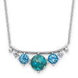 Sterling Silver  RH-pl Multi Color CZ Reconstituted Turq. w/2in ext Necklac - Birthstone Company