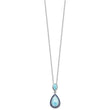 Sterling Silver RH-plated Blue CZ and Larimar 16in w/2in ext Necklace
