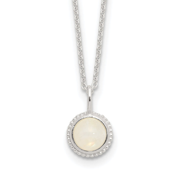 Sterling Silver E-coated Moonstone 17.75in w/2in ext Necklace