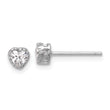 Sterling Silver Rhodium-plated Polished CZ Heart Children's 13in w/2in Ext. Necklace & Stud Earring Set - Birthstone Company