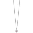 Sterling Silver Rhodium-plated Polished Pink & White CZ Heart Children's 10in w/2in Ext. Necklace & Post Earring Set