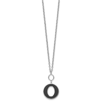 Sterling Silver Rhodium-plated 18in w/2in ext  Black Enamel Circle Necklace - Birthstone Company