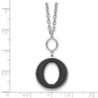 Sterling Silver Rhodium-plated 18in w/2in ext  Black Enamel Circle Necklace - Birthstone Company