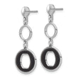 Sterling Silver Rhodium-plated Polished Black Circle Post Dangle Earrings