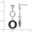Sterling Silver Rhodium-plated Polished Black Circle Post Dangle Earrings