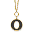Sterling Silver Gold-plated 18in w/2in ext Black Enamel Circle Necklace - Birthstone Company