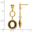 Sterling Silver Gold-plated Polished Black Circle Post Dangle Earrings