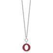 Sterling Silver Rhodium-plated 18in w/2in ext Red Enamel Circle Necklace - Birthstone Company