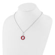 Sterling Silver Rhodium-plated 18in w/2in ext Red Enamel Circle Necklace - Birthstone Company