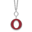 Sterling Silver Rhodium-plated 18in w/2in ext Red Enamel Circle Necklace - Birthstone Company