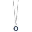 Sterling Silver Rhodium-plated 18in w/2in ext Blue Enamel Circle Necklace - Birthstone Company