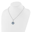 Sterling Silver Rhodium-plated 18in w/2in ext Blue Enamel Circle Necklace - Birthstone Company