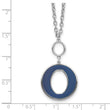 Sterling Silver Rhodium-plated 18in w/2in ext Blue Enamel Circle Necklace - Birthstone Company