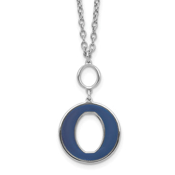 Sterling Silver Rhodium-plated 18in w/2in ext Blue Enamel Circle Necklace - Birthstone Company