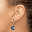 Sterling Silver Rhodium-plated Polished Blue Circle Post Dangle Earrings