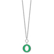 Sterling Silver Rhodium-plated 18in w/2in ext Green Enamel Circle Necklace