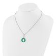 Sterling Silver Rhodium-plated 18in w/2in ext Green Enamel Circle Necklace - Birthstone Company