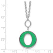 Sterling Silver Rhodium-plated 18in w/2in ext Green Enamel Circle Necklace - Birthstone Company