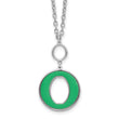 Sterling Silver Rhodium-plated 18in w/2in ext Green Enamel Circle Necklace - Birthstone Company