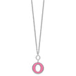 Sterling Silver Rhodium-plated 18in w/2in ext Pink Enamel Circle Necklace