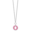 Sterling Silver Rhodium-plated 18in w/2in ext Pink Enamel Circle Necklace - Birthstone Company