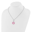 Sterling Silver Rhodium-plated 18in w/2in ext Pink Enamel Circle Necklace - Birthstone Company
