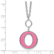 Sterling Silver Rhodium-plated 18in w/2in ext Pink Enamel Circle Necklace - Birthstone Company