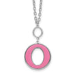 Sterling Silver Rhodium-plated 18in w/2in ext Pink Enamel Circle Necklace - Birthstone Company