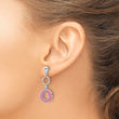 Sterling Silver Rhodium-plated Polished Pink Circle Post Dangle Earrings