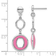 Sterling Silver Rhodium-plated Polished Pink Circle Post Dangle Earrings