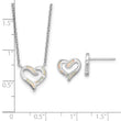 Sterling Silver RH-pl Cr.Opal Heart 16in Necklace w/2in ext and Earring Set