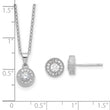 Sterling Silver RH-plated CZ Post Earrings and 16in Necklace w/2in ext Set