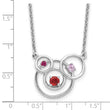 Sterling Silver Polished Amethyst, Garnet and Pink Tourmaline Circles with 2 Inch Extension Necklace - Birthstone Company
