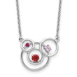 Sterling Silver Polished Amethyst, Garnet and Pink Tourmaline Circles with 2 Inch Extension Necklace - Birthstone Company